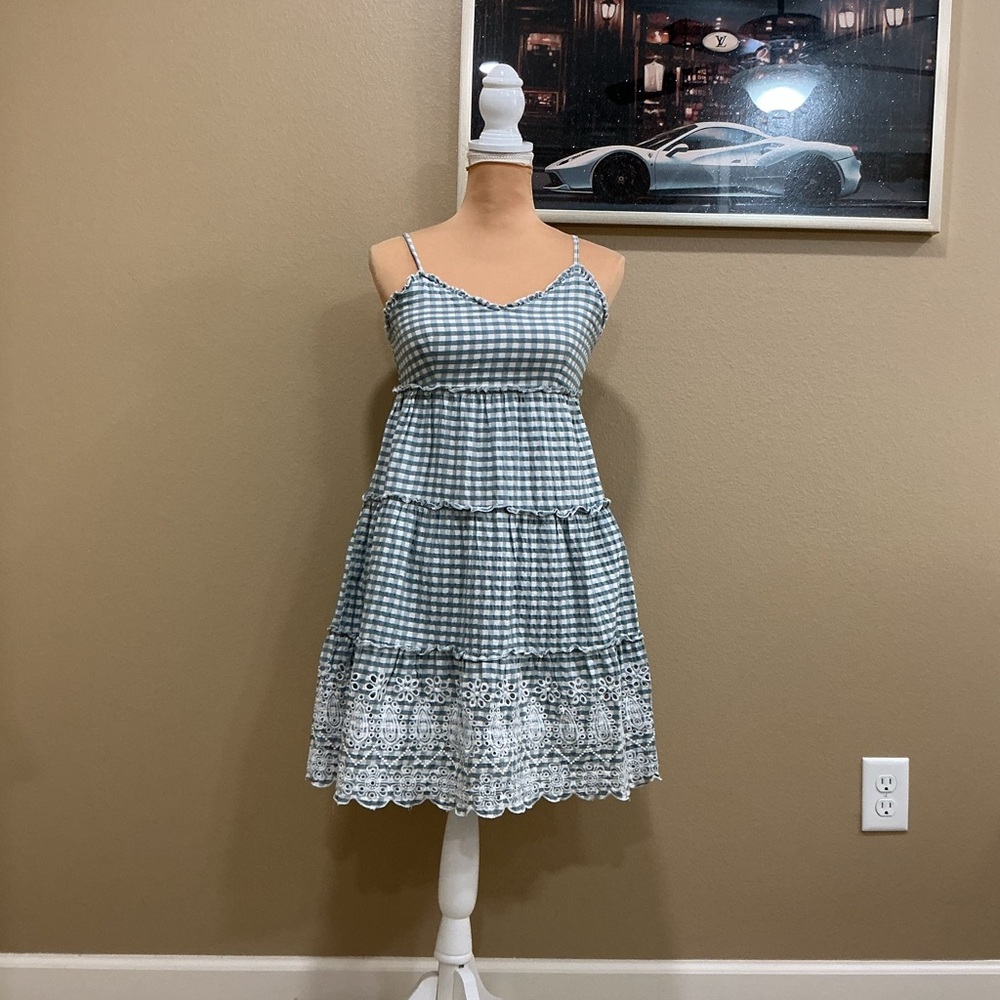 Jessica Simpson Blue Gingham Mini Dress
